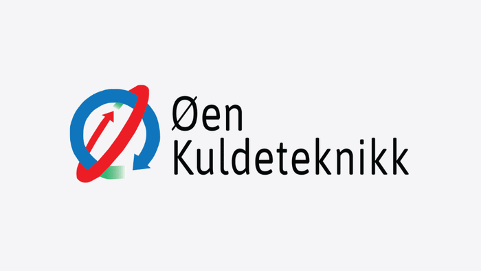 Øen Kuldeteknikk logo på en grå bakgrunn